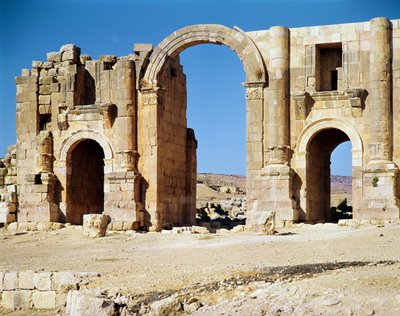 View of the Triumphal Arch, built c.129 AD by Roman